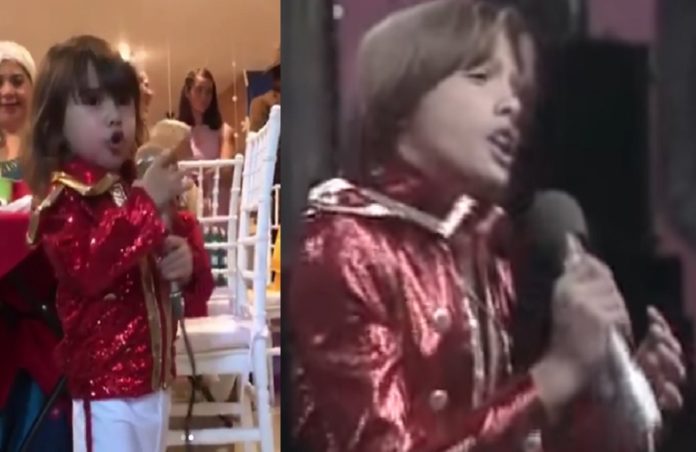 niña-vestida-de-luis-miguel A un lado princesas; esta niña usó disfraz de Luis Miguel en su fiesta