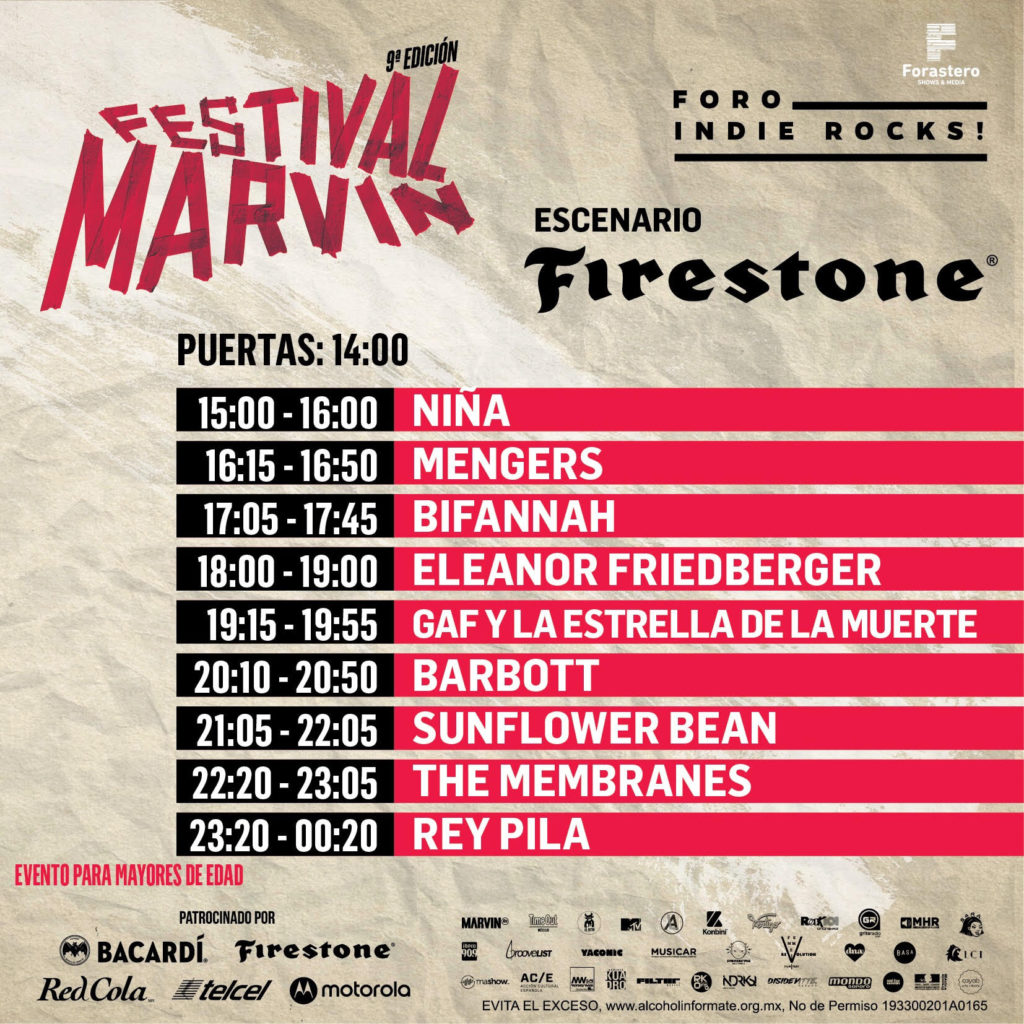 horarios del Festival Marvin 2019 firestone