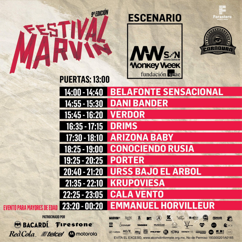 horarios del Festival Marvin 2019 money week