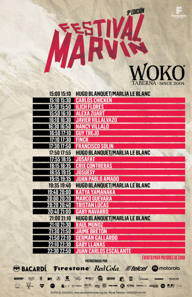 horarios del Festival Marvin 2019WOKO