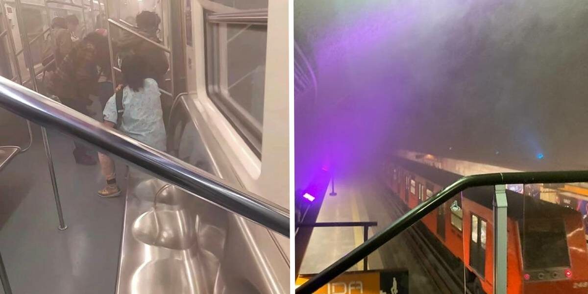 Humo en Metro Barranca del Muerto de la Línea 7 del Metro