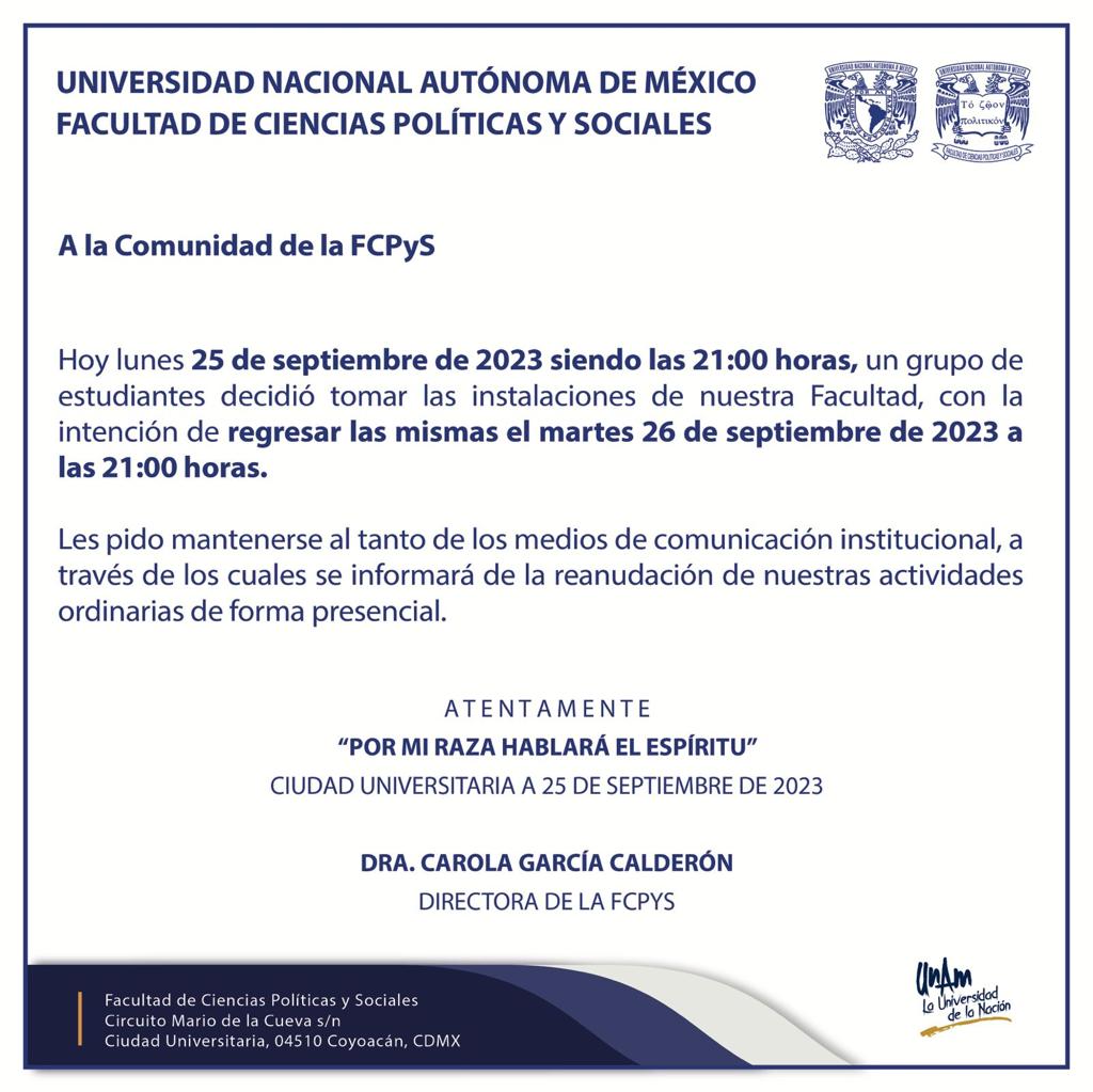 Paro en la FCPYS de la UNAM