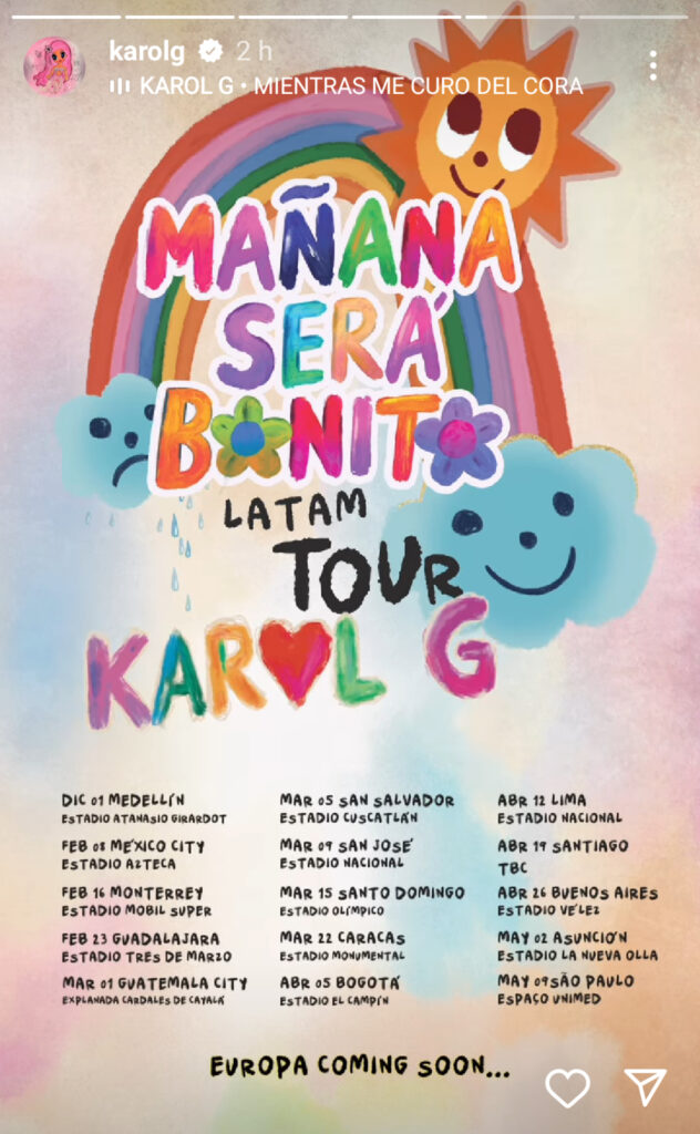 karol g mañana será bonito tour