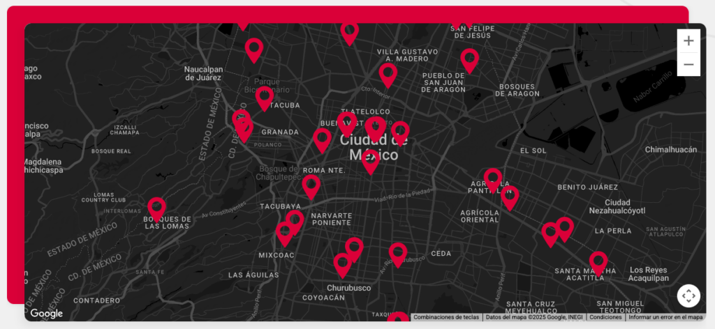 Mapa de casos de violencia y discriminación LGBT en CDMX
