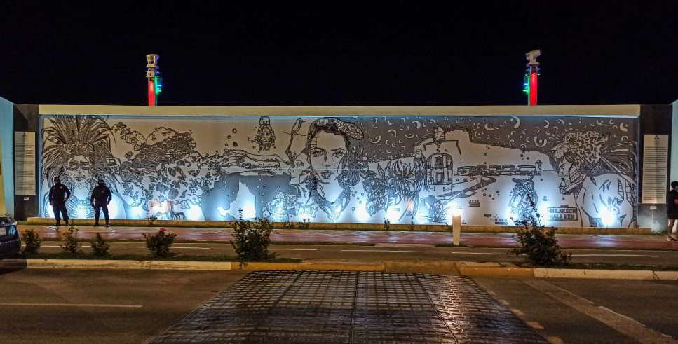 Mural permanente de 25 metros en el Malecón de Campeche.