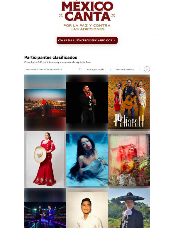 Clasificados del concurso México Canta