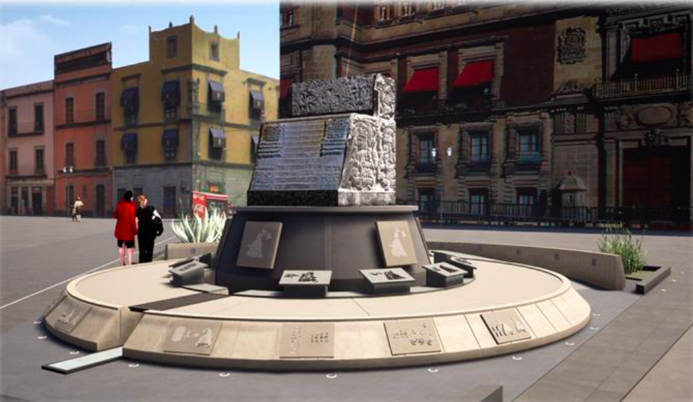 Así será el monumento que se colocará en el Zócalo por los 700 años de Tenochtitlán