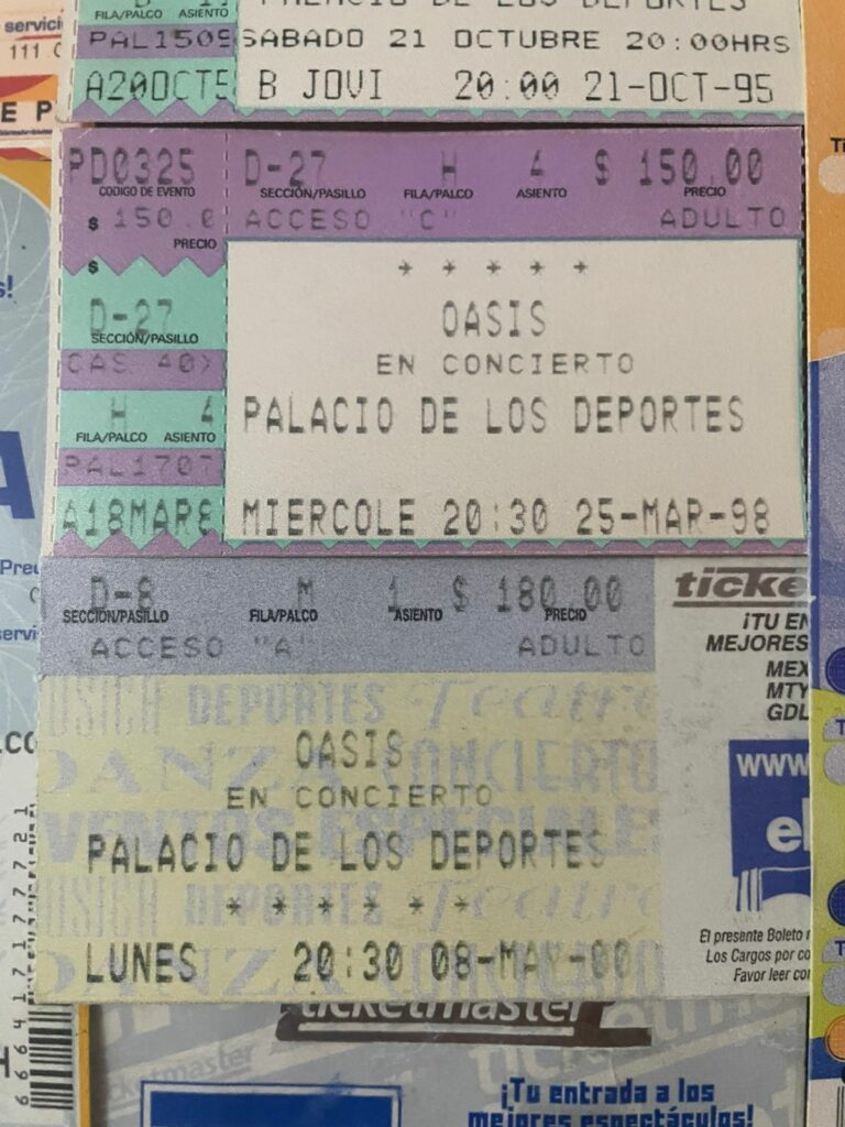 Boletos Oasis 1998 y 2000