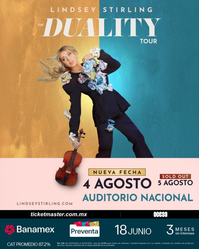 Flyer del concierto de agosto de Lindsay Stirlin en CDMX.