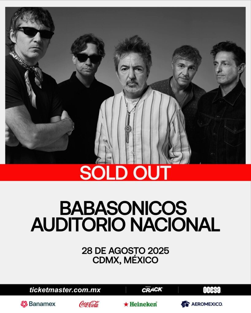Flyer del concierto de Babasonicos en CDMX que aparece como sold out.