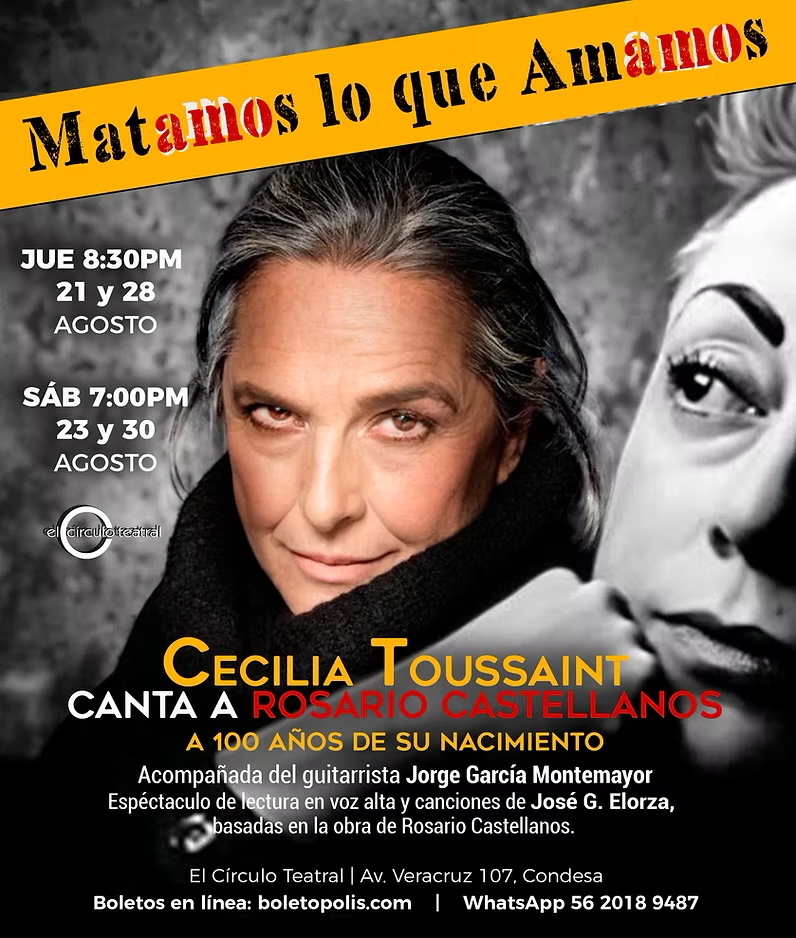 Flyer del espectáculo Matamos lo que amamos en El Círculo Teatral.