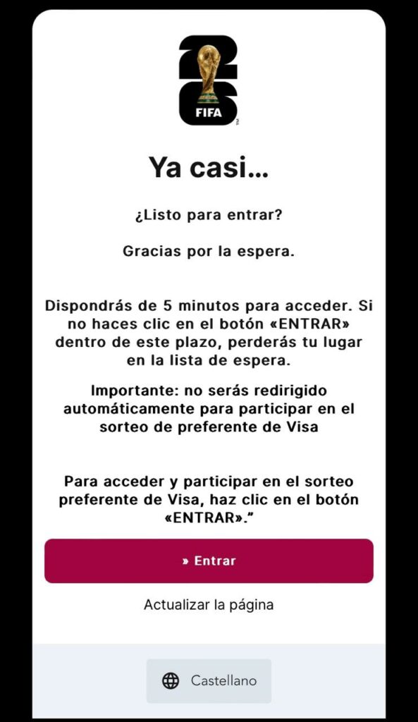 Registro del sorteo para comprar boletos del Mundial 2026