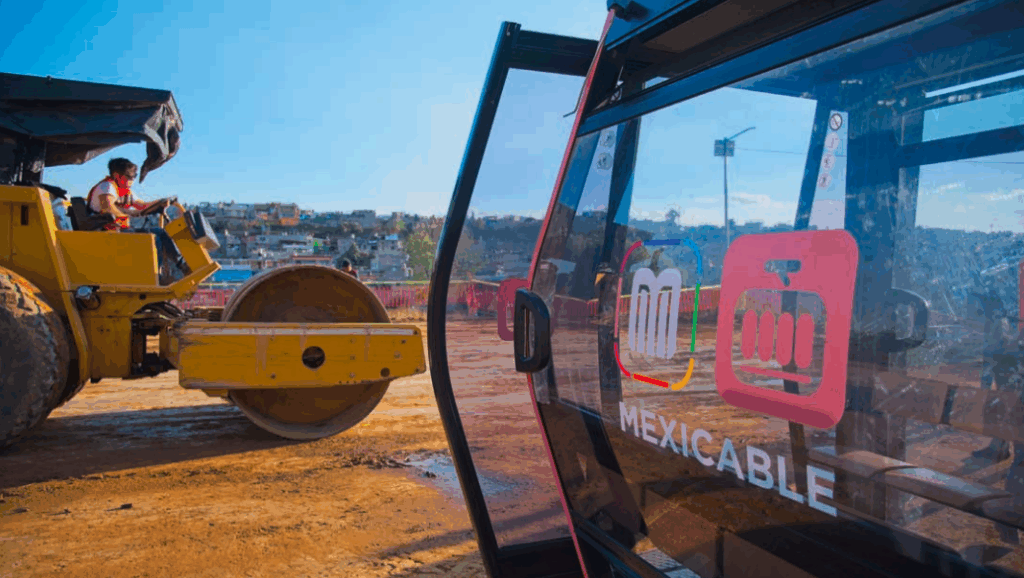 Obras de la Línea 3 del Mexicable en Naucalpan