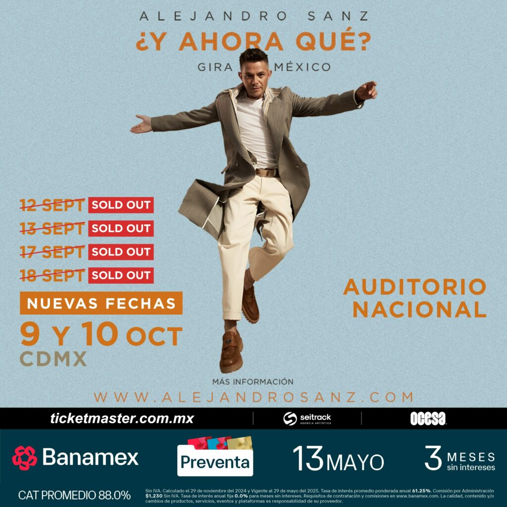 Alejandro Sanz hizo sold out de sus seis fechas en el Auditorio Nacional. Foto: Ocesa.