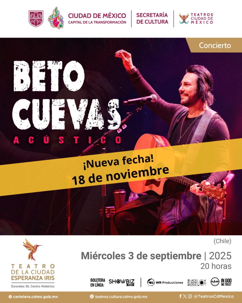 Flyer de los conciertos de Beto Cuevas en CDMX, uno de ellos en septiembre.