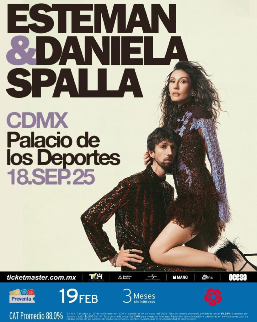 Conciertos de septiembre en CDMX: Esteman y Daniella Spalla unen fuerzas para dar un épico concierto en el Palacio de los Deportes.