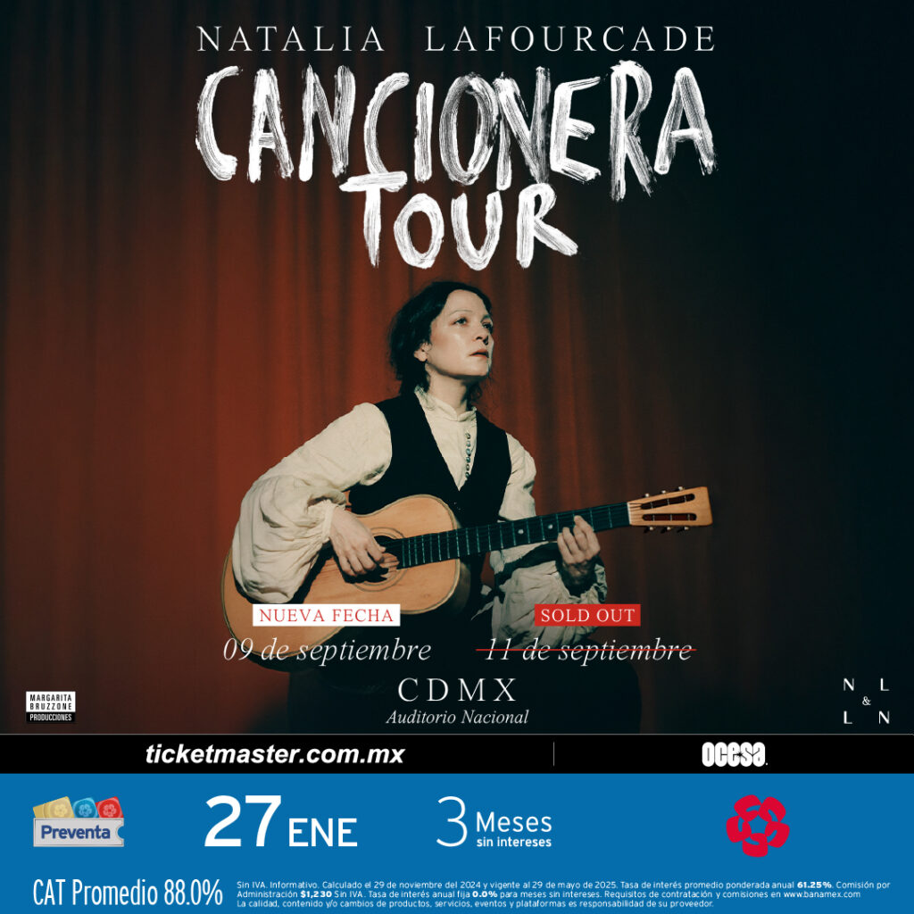 Conciertos de septiembre en CDMX: Flyer del concierto de Natalia Lafourcade.