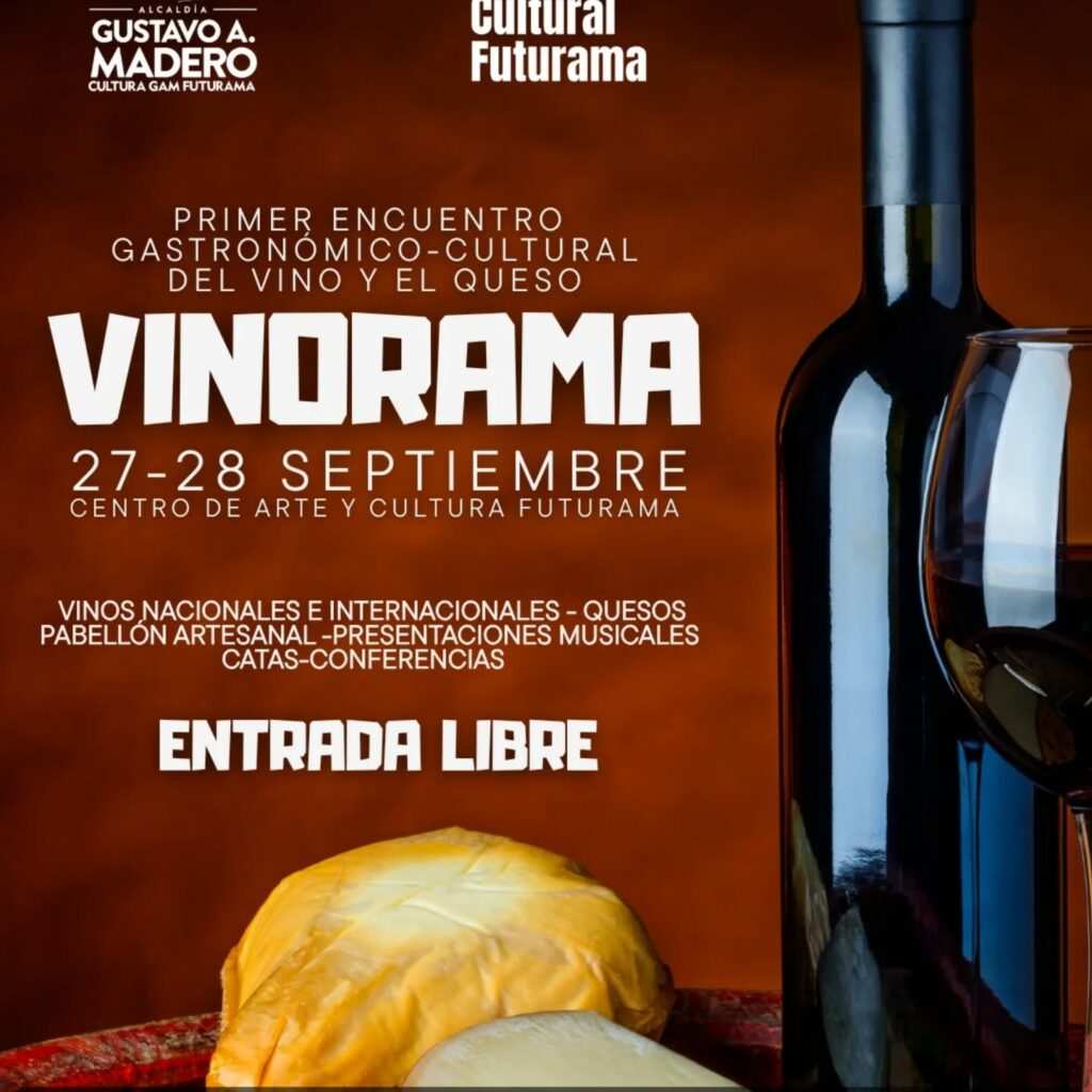 Flyer de Vinorama Festival de Queso y Vino en CDMX.