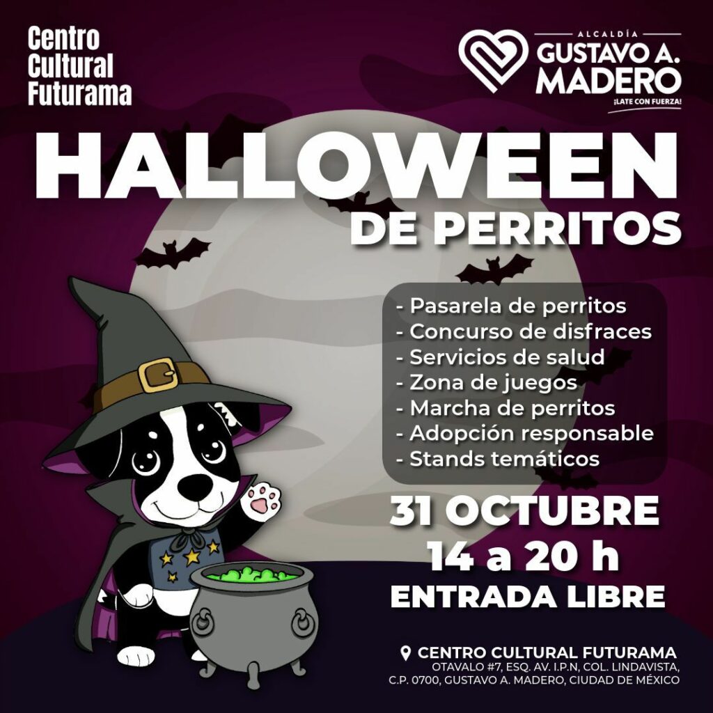 Habrá concursos, juegos y dinámicas para celebrar el Halloween junto a tu perrito en Futurama, Lindavista. 