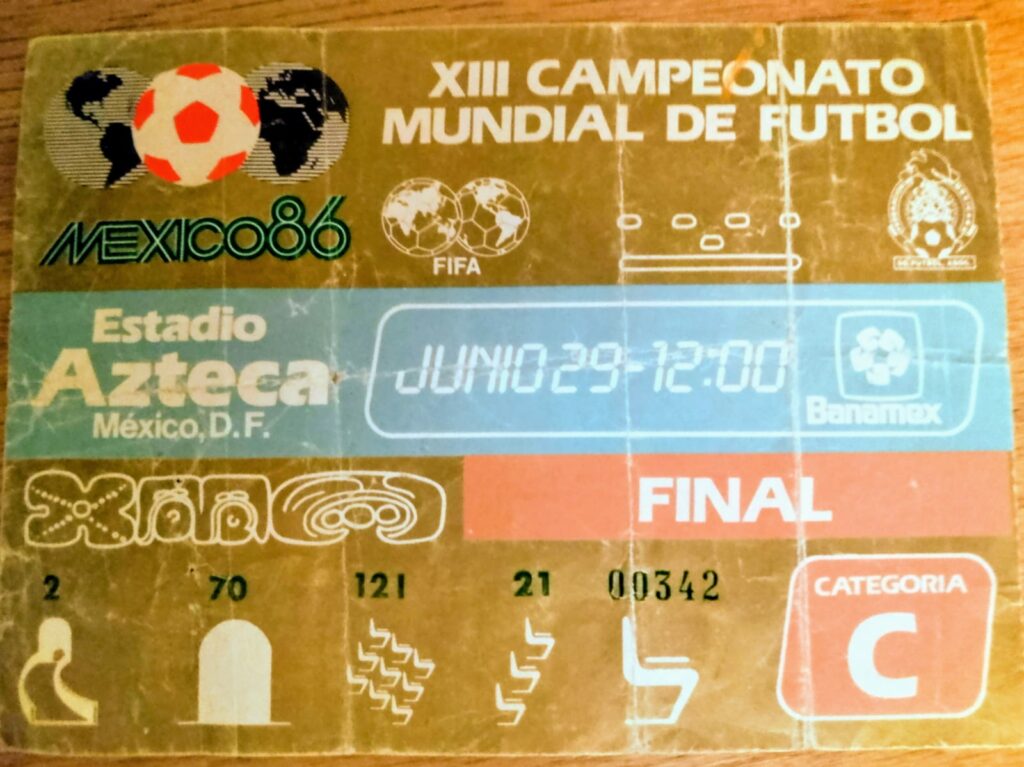 Boleto para la final del Mundial de 1986