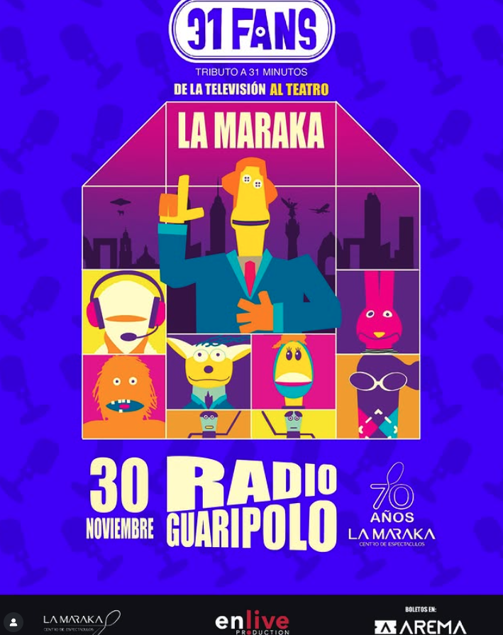 Humor, música y títeres que siguen marcando generaciones y es lo que ofrecerá el concierto de 31 minutos