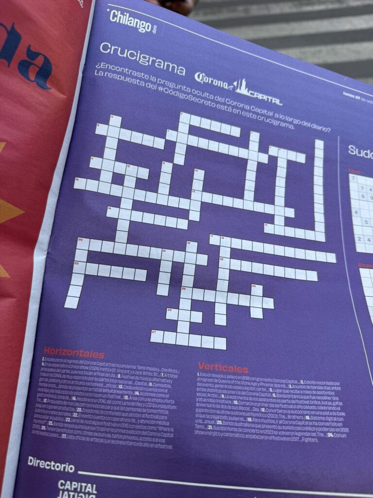 Página de Chilango Diario con la dinámica del Código Secreto para ganar boletos del Corona Capital.