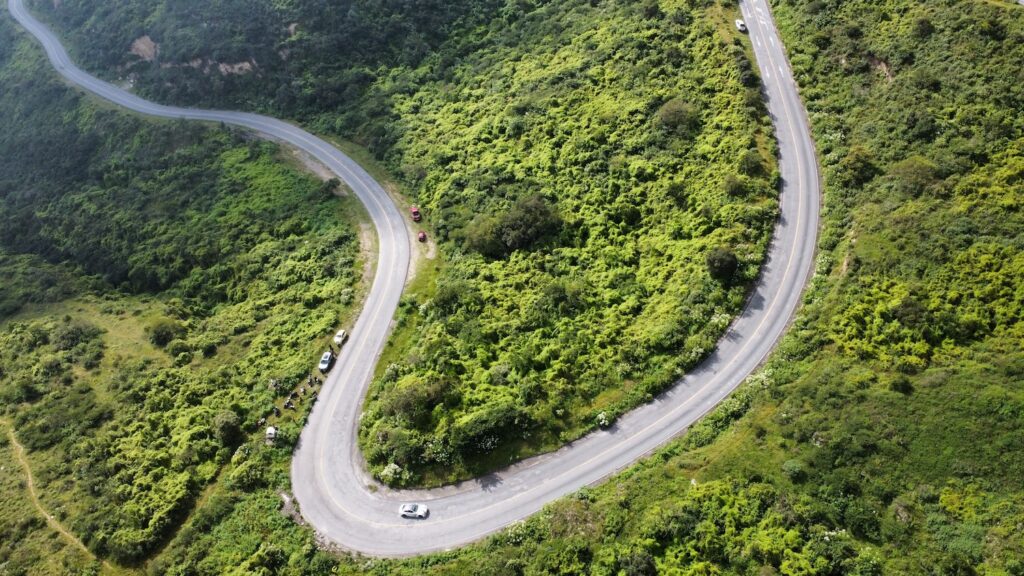Vista de la carretera desde las alturas.