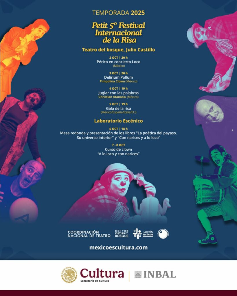 Póster con las actividades del Festival de la Risa 2025 en CDMX.