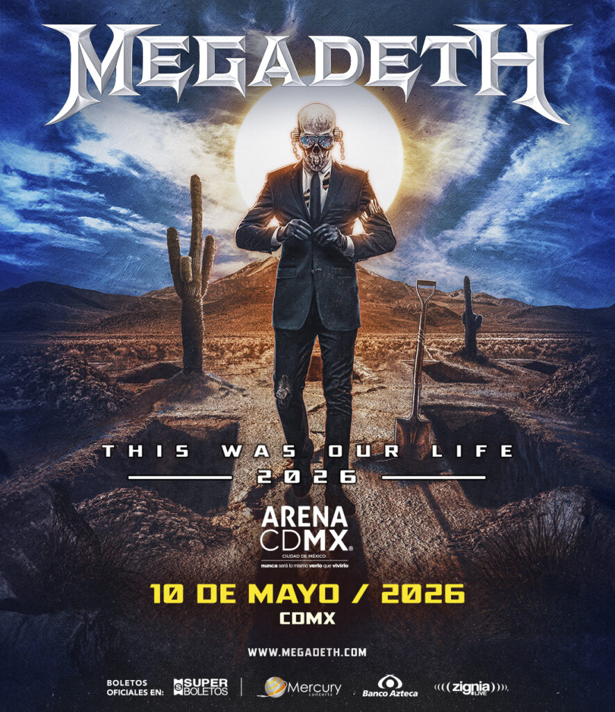 Póster del concierto que Megadeth dará en la Arena CDMX.