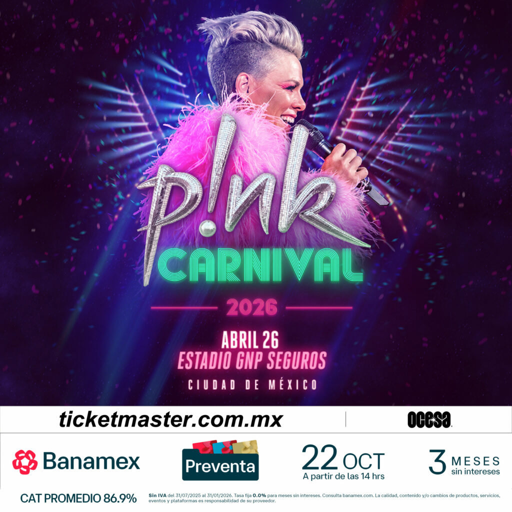Poster del Carnival Tour de P!NK en CDMX. 