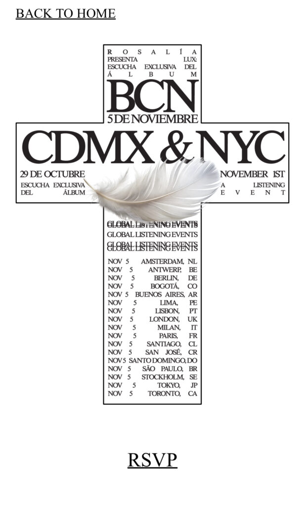 Vista de la página para registrarse a la listening party gratis en CDMX.