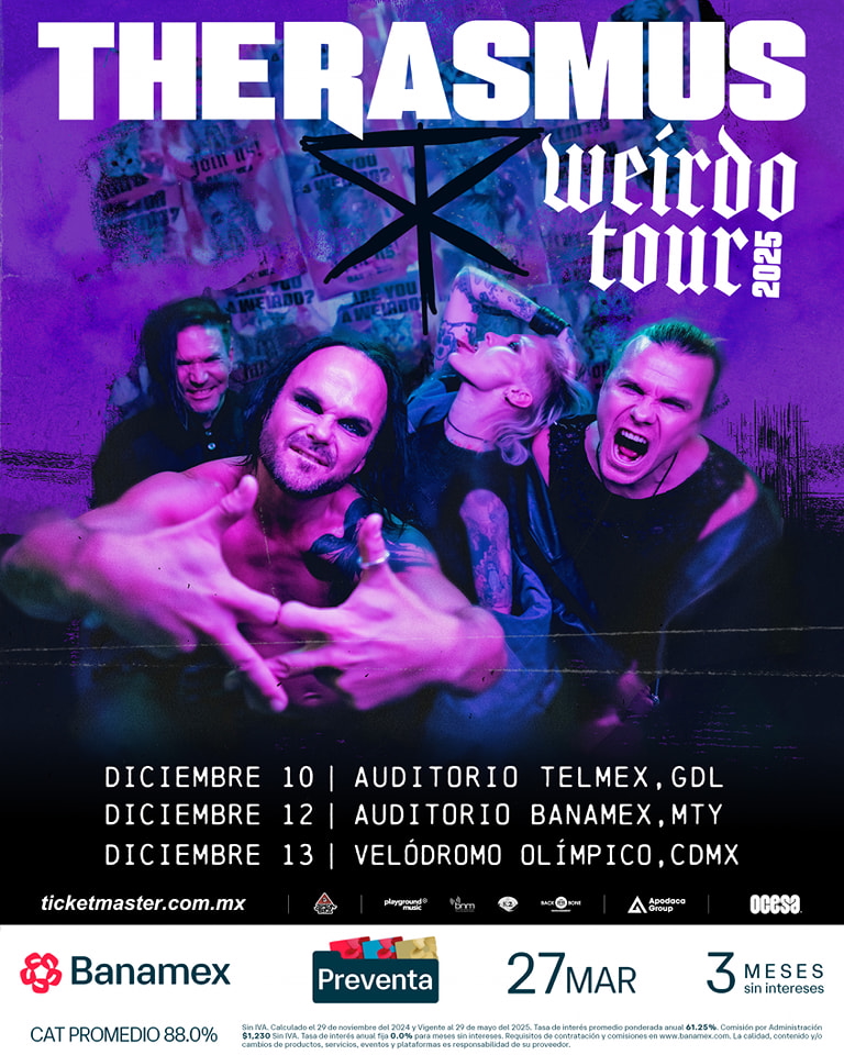 Póster del concierto de The Rasmus en CDMX.