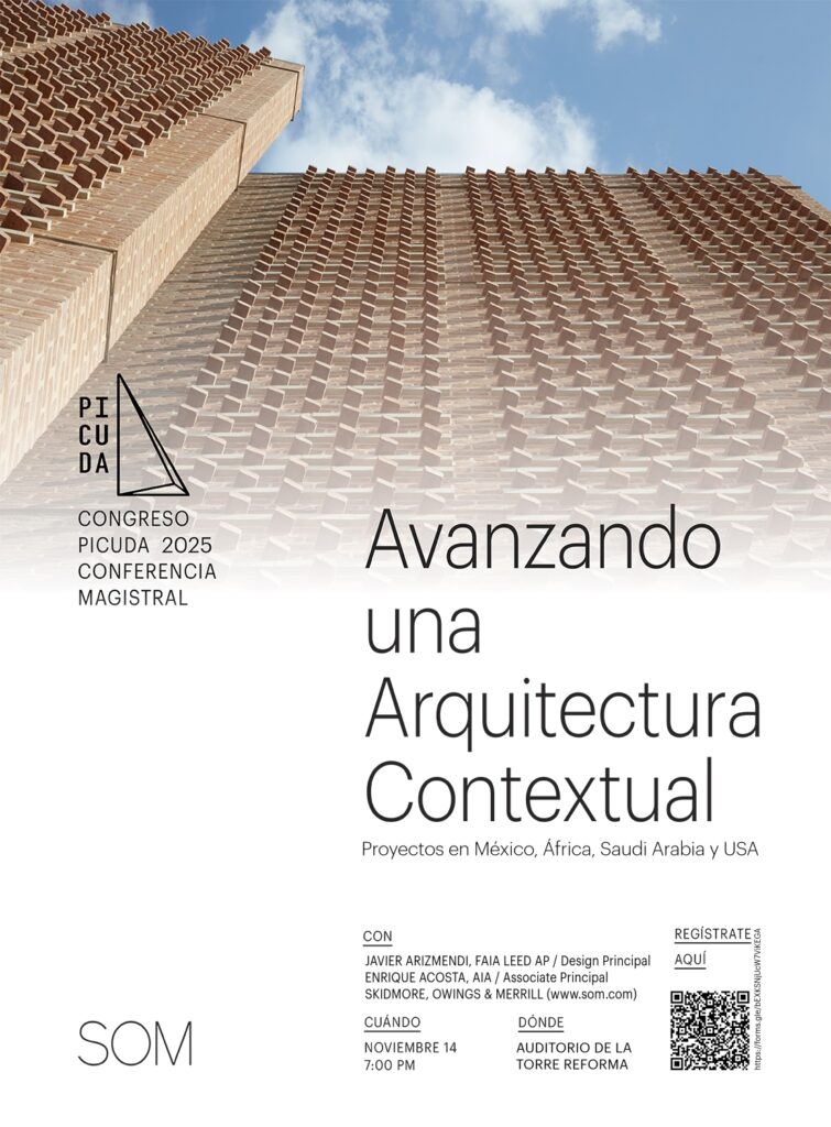 Póster de la conferencia magistral de arquitectura en CDMX.