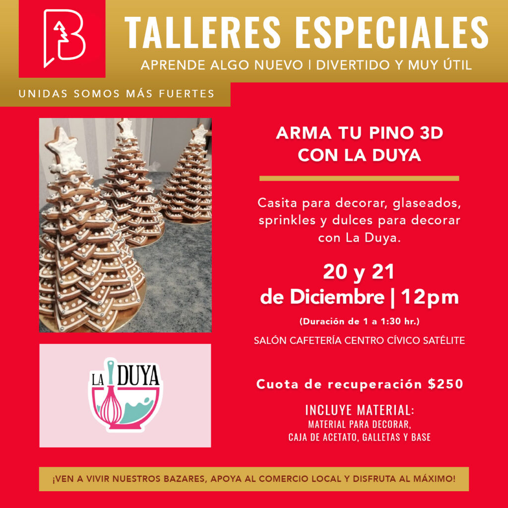Dentro del bazar de Navidad se realizan talleres creativos y actividades para personas de distintas edades.