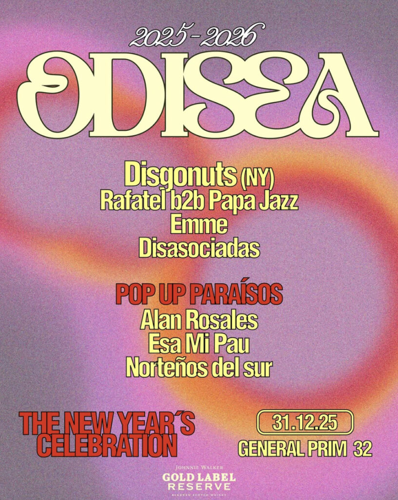 Póster de la fiesta de Año Nuevo 2026 de Odisea.