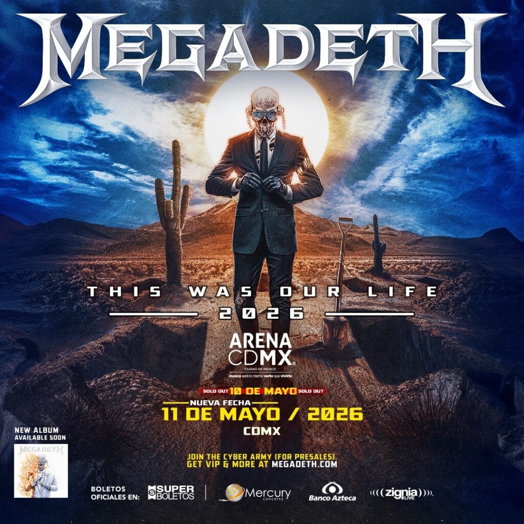 Póster del concierto de Megadeth en CDMX.