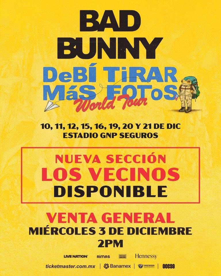 Más boletos para Bad Bunny en CDMX.