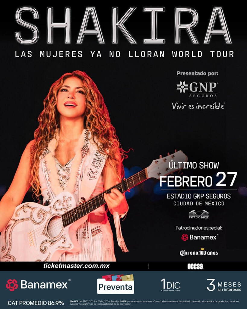 Conciertos de febrero CDMX: Shakira.