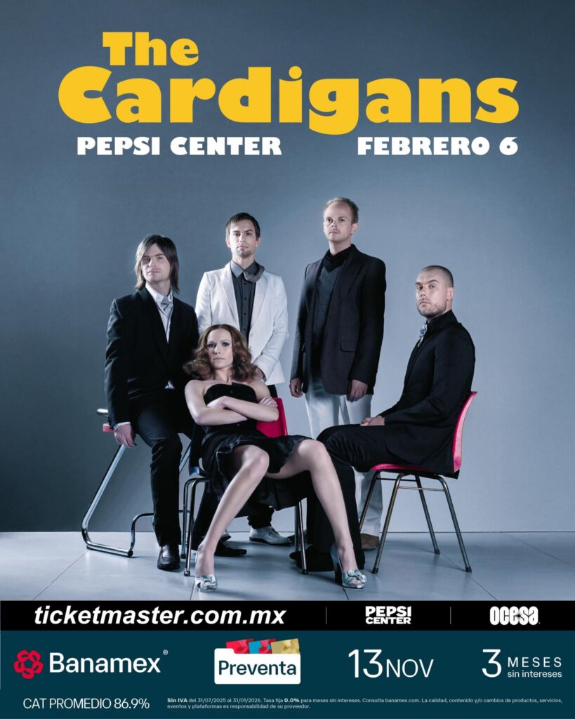 Póster concierto de The Cardigans en CDMX.