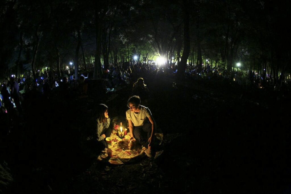 Picnic nocturno el 14 de febrero en el Bosque de Chapultepec