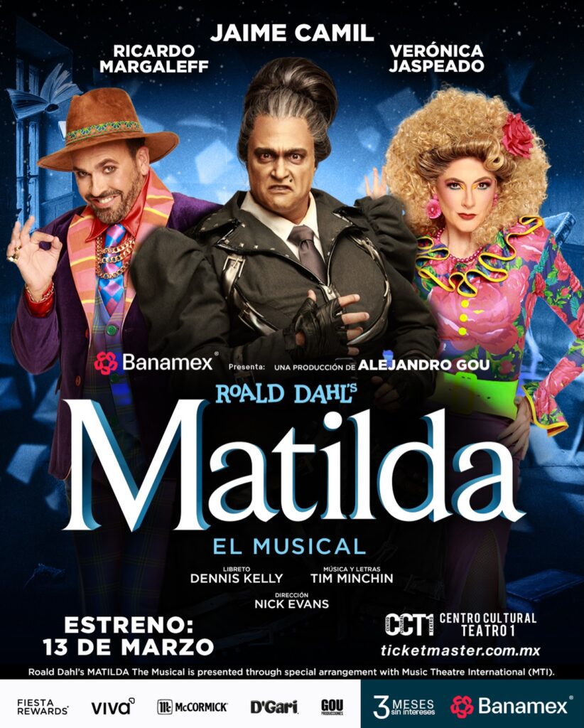 Jaime Camil interpretará a Tronchatoro, Verónica Jaspeado y Ricardo Margaleff al matrimonio en Matilda, El Musical
