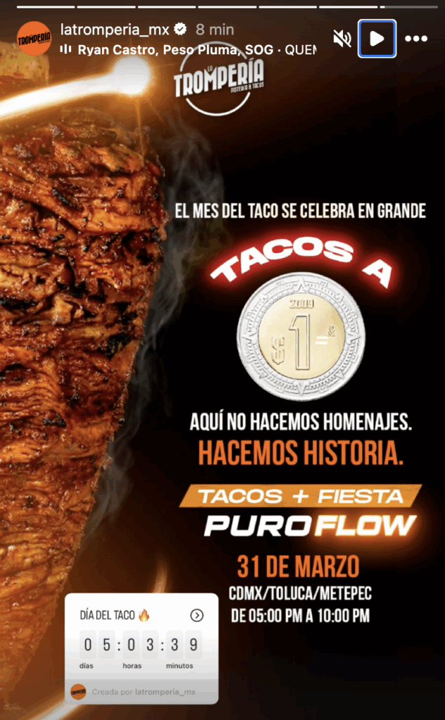 Lánzate por tacos a $1 en La Trompería. 