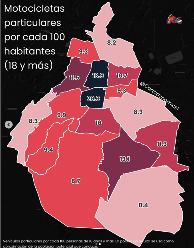 Mapa de motos en CDMX