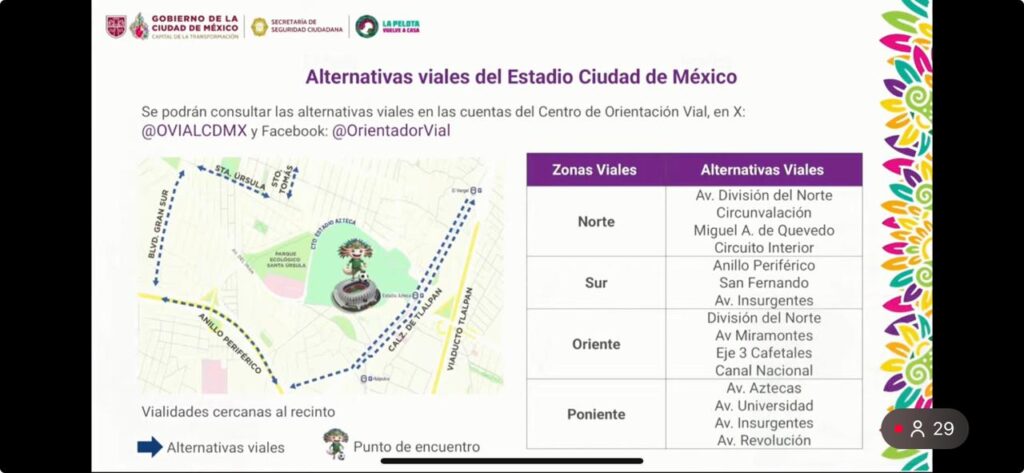 Calles cerradas cerca del estadio CDMX el sábado 28 de marzo