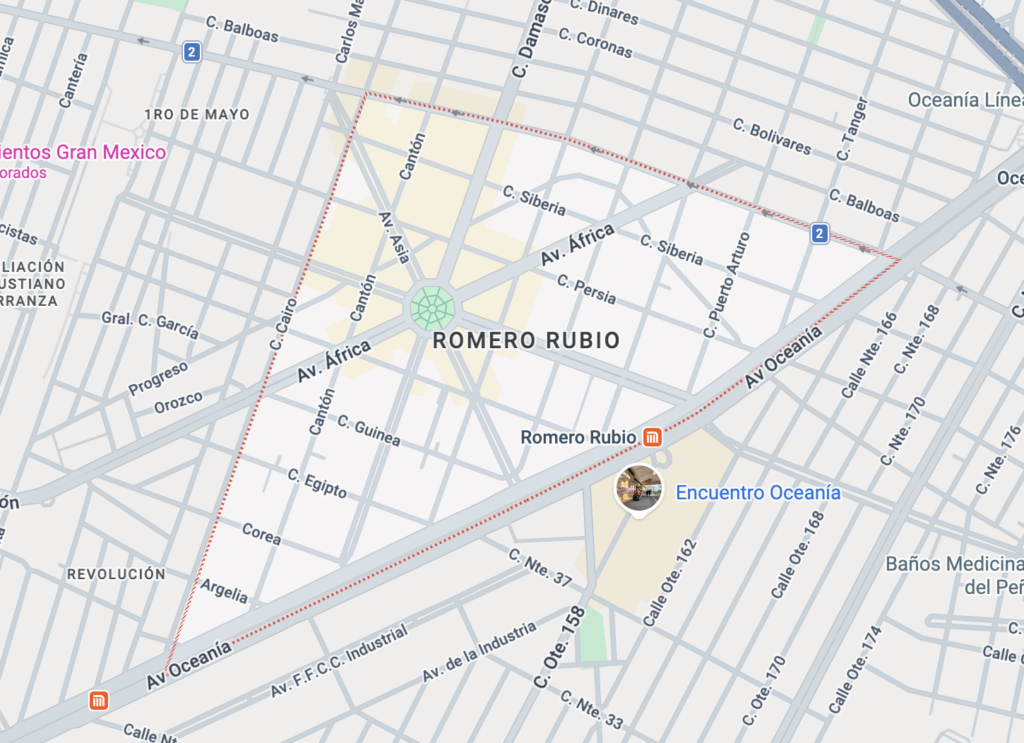 mapa de la colonia Romero Rubio