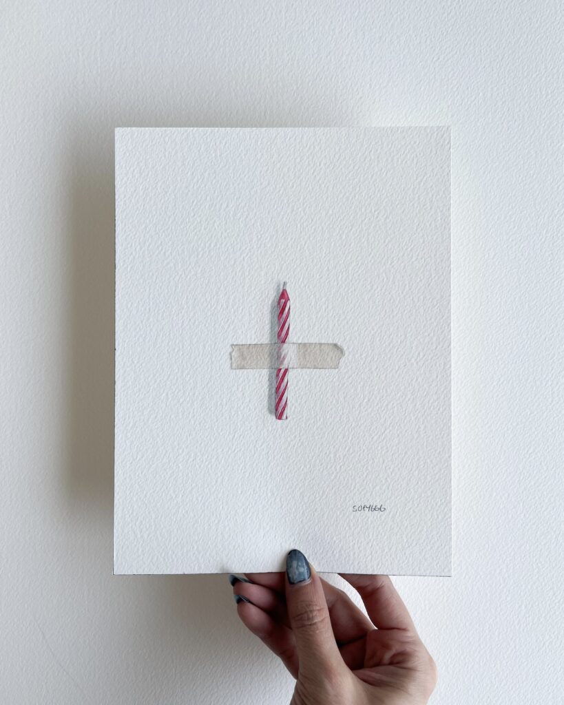 pintura en acuarela de una vela de la artista Sofy Guerrero.