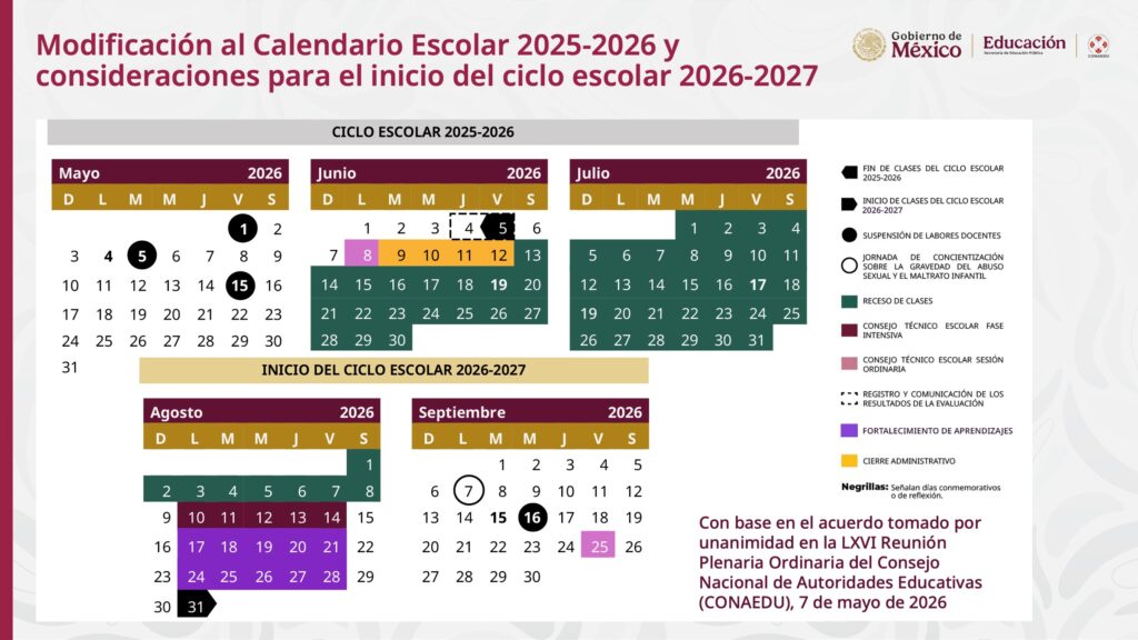 calendario escolar de la SEP
