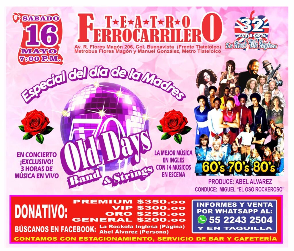 Baladas en inglés, música disco y rock llegarán al Teatro Ferrocarrilero.