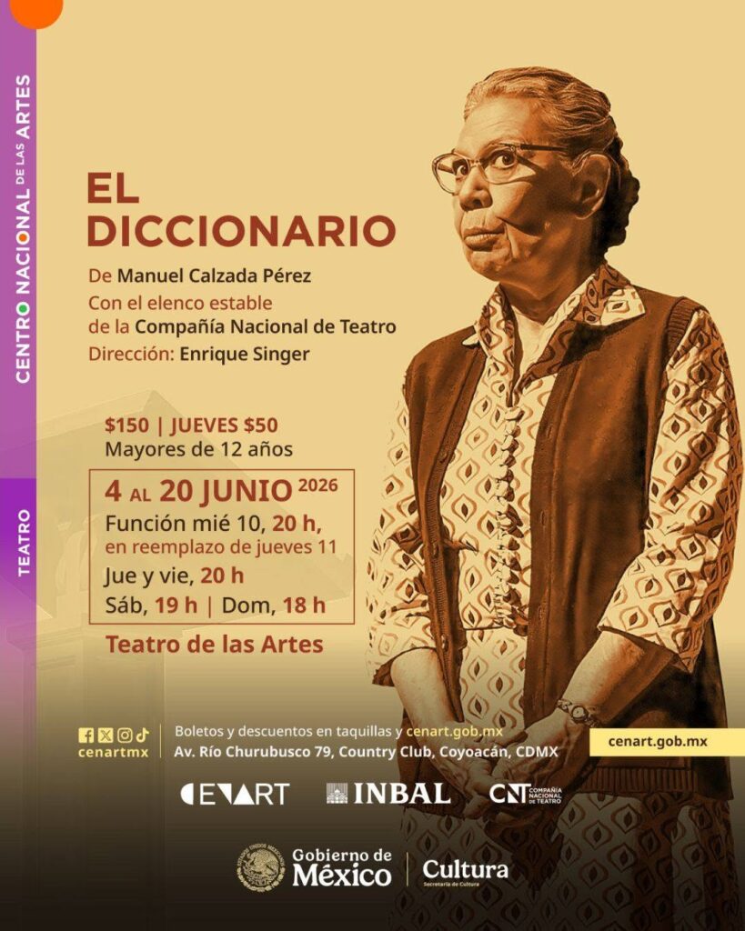 Checa los horarios de la obra El Diccionario. 