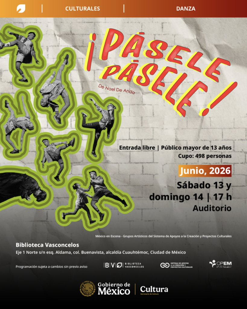 cartel de la puesta en escena en la biblioteca vasconcelos